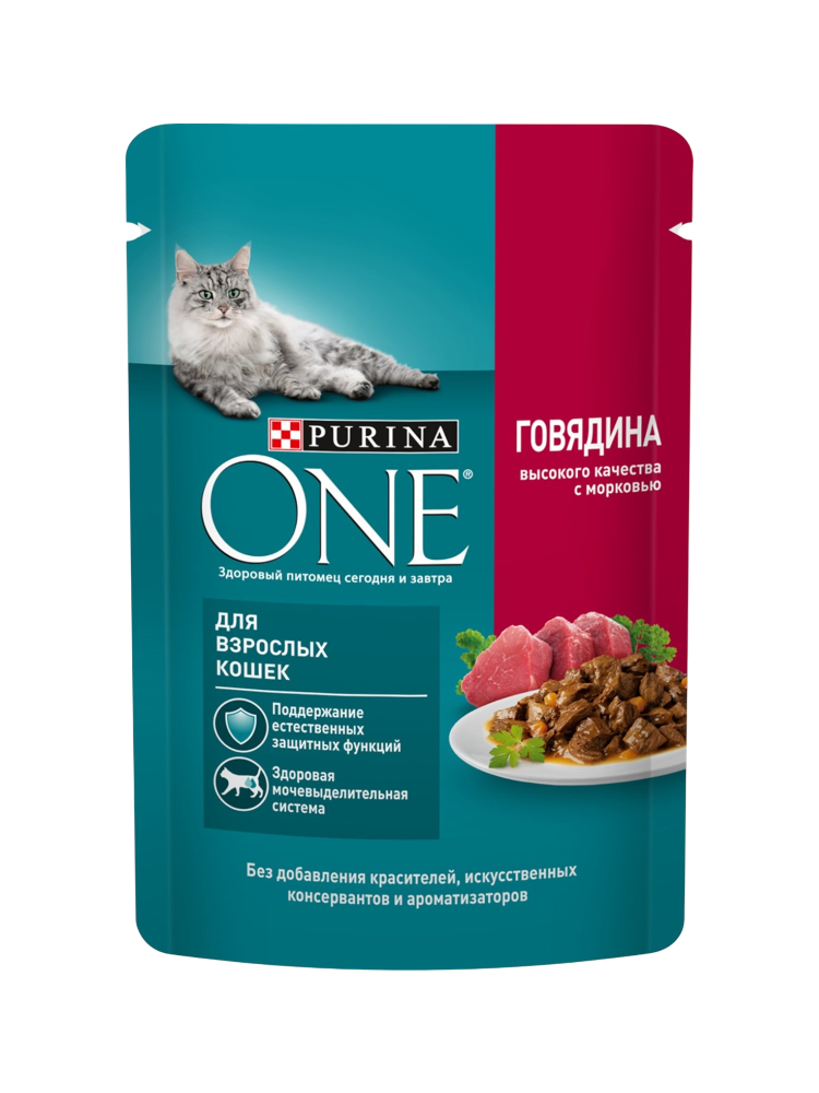 КОРМ Д/КОШЕК PURINA ONE 75Г ГОВЯДИНА 